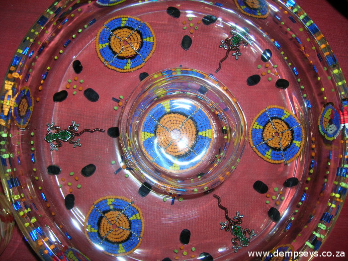 yes, the beadwork is embedded in glass!