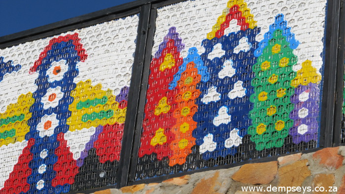 close up of the recycled plastic bottle tops