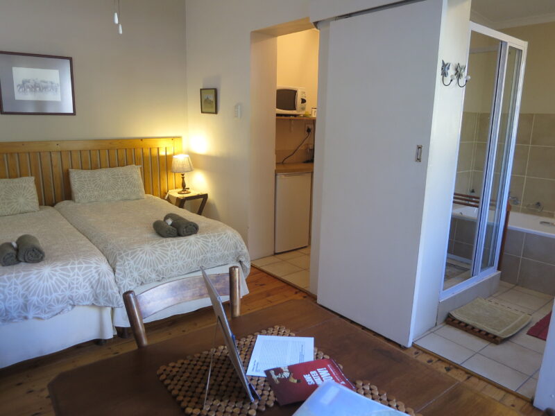 cosy twin room no.3. no steps in the room but a step into the shower.